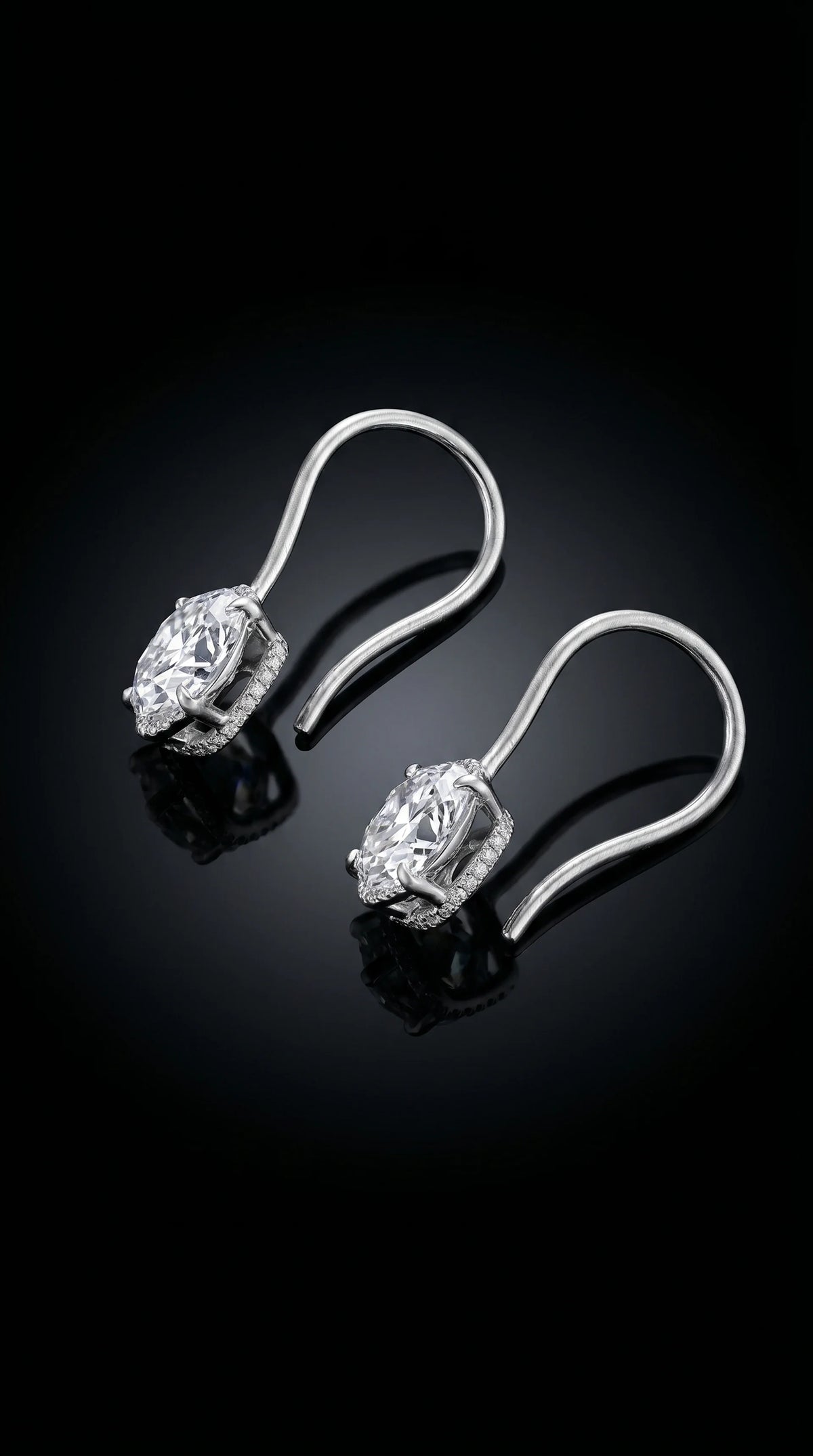 Cushion Diamond Earrings with Halo - 2