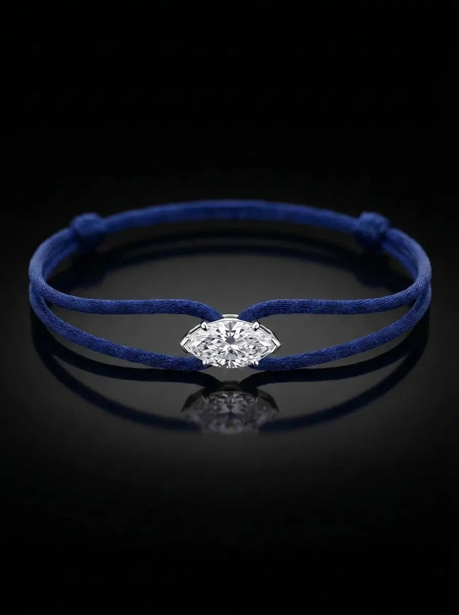 Diamond Satin Bracelet - Marquise, Dark Blue