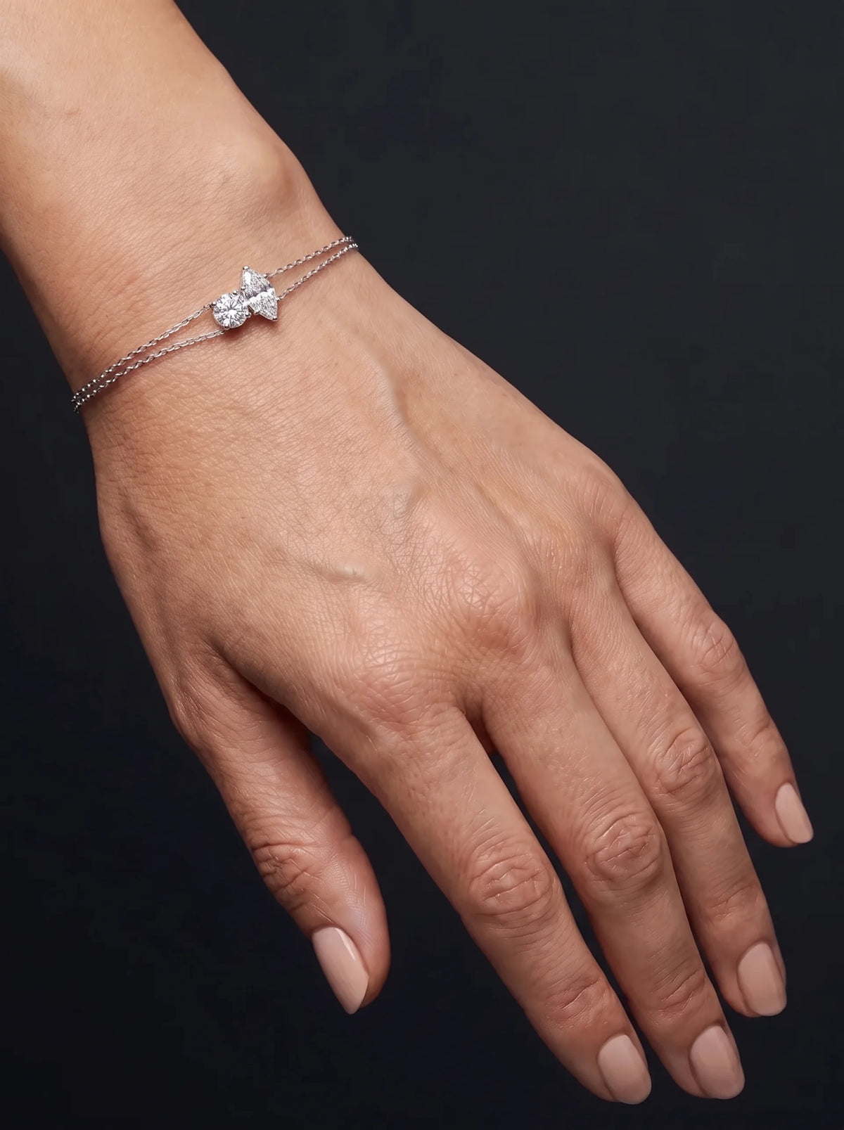 Diamond Bracelet - Two Diamonds - Round & Marquise - 4