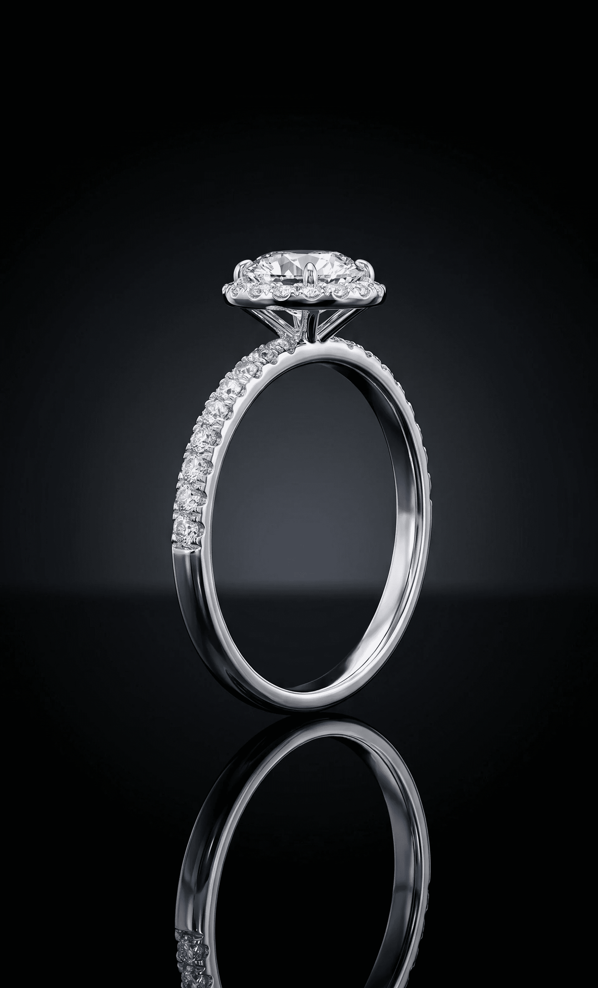Round Diamond Ring with Small Halo - 2