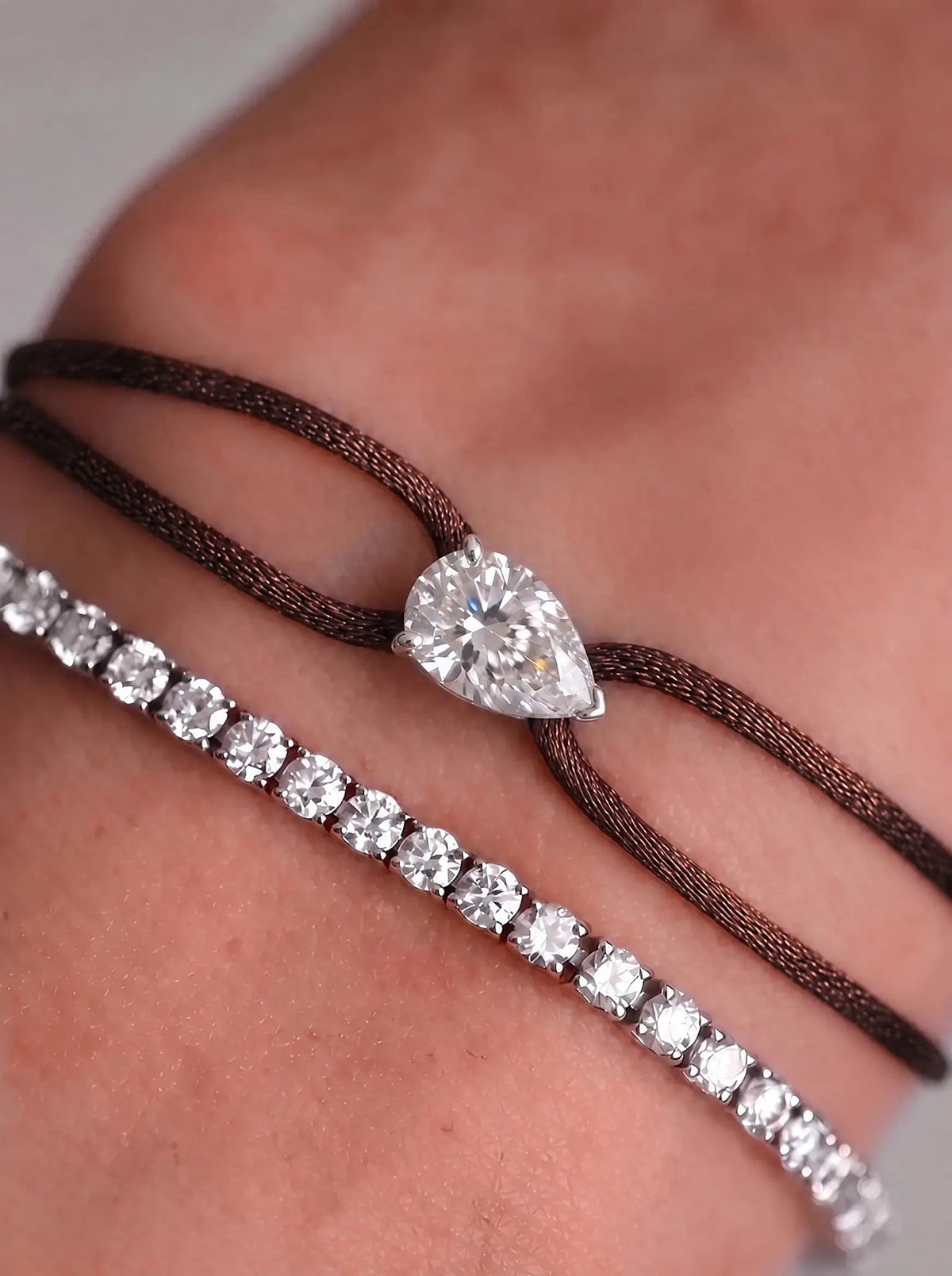 Diamond Satin Bracelet - Pear, Brown