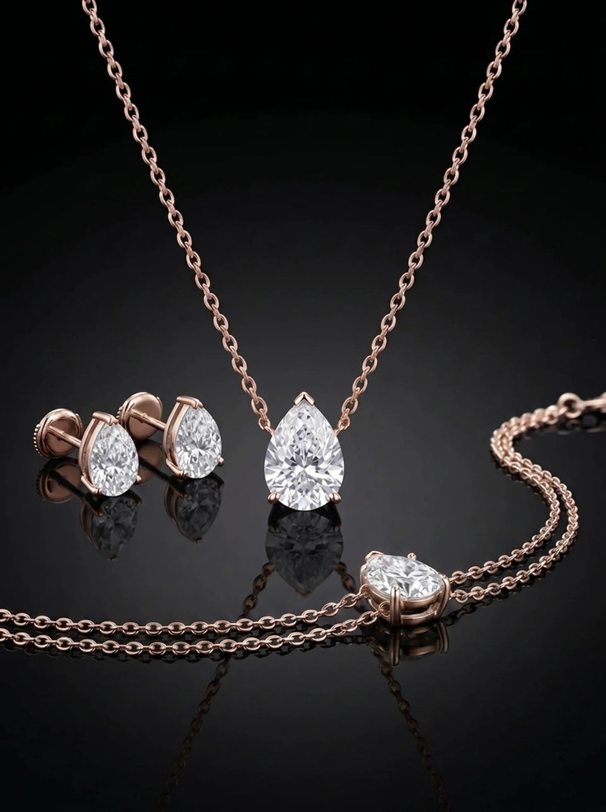 Diamond Set - Pear, Rose Gold