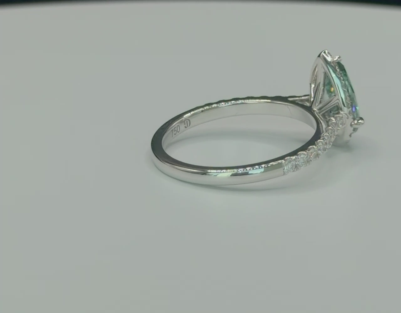 Pear Green Diamond Ring with Halo video