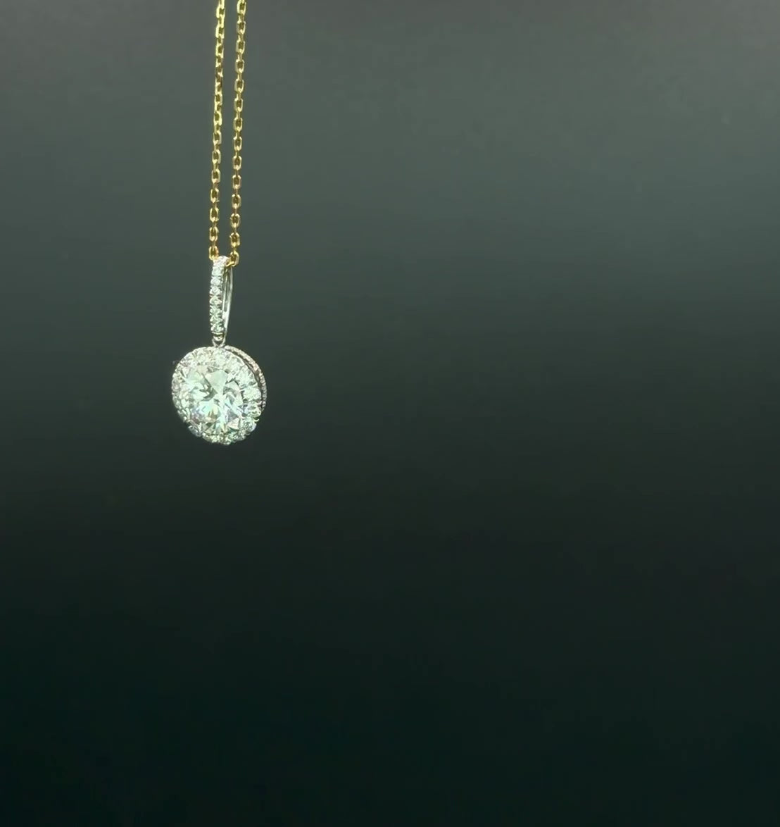 Round Diamond Necklace with Halo - Drop Pendant video