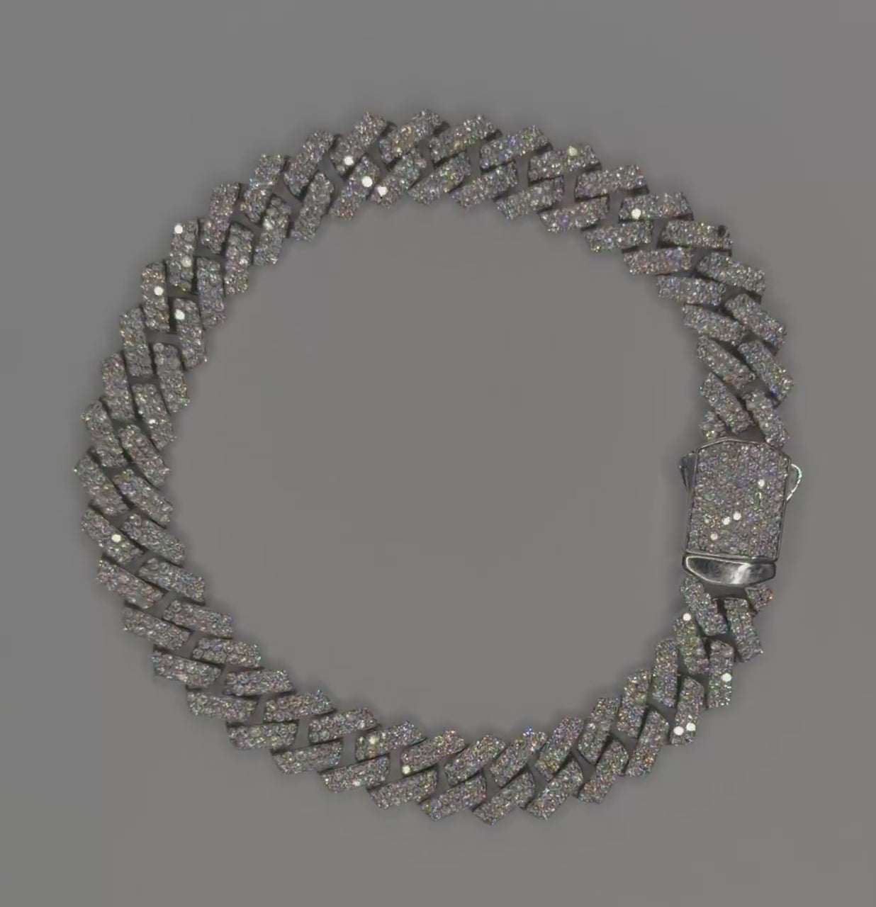 Diamond Cuban Bracelet - 8MM - White Gold video