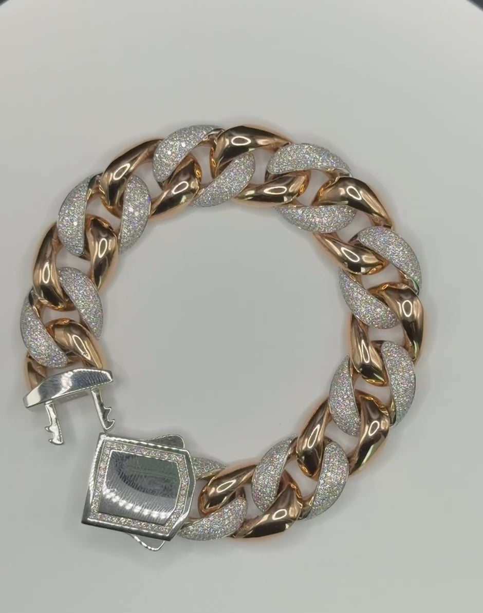 Diamond Cuban Bracelet - 16MM - Rosé Gold video