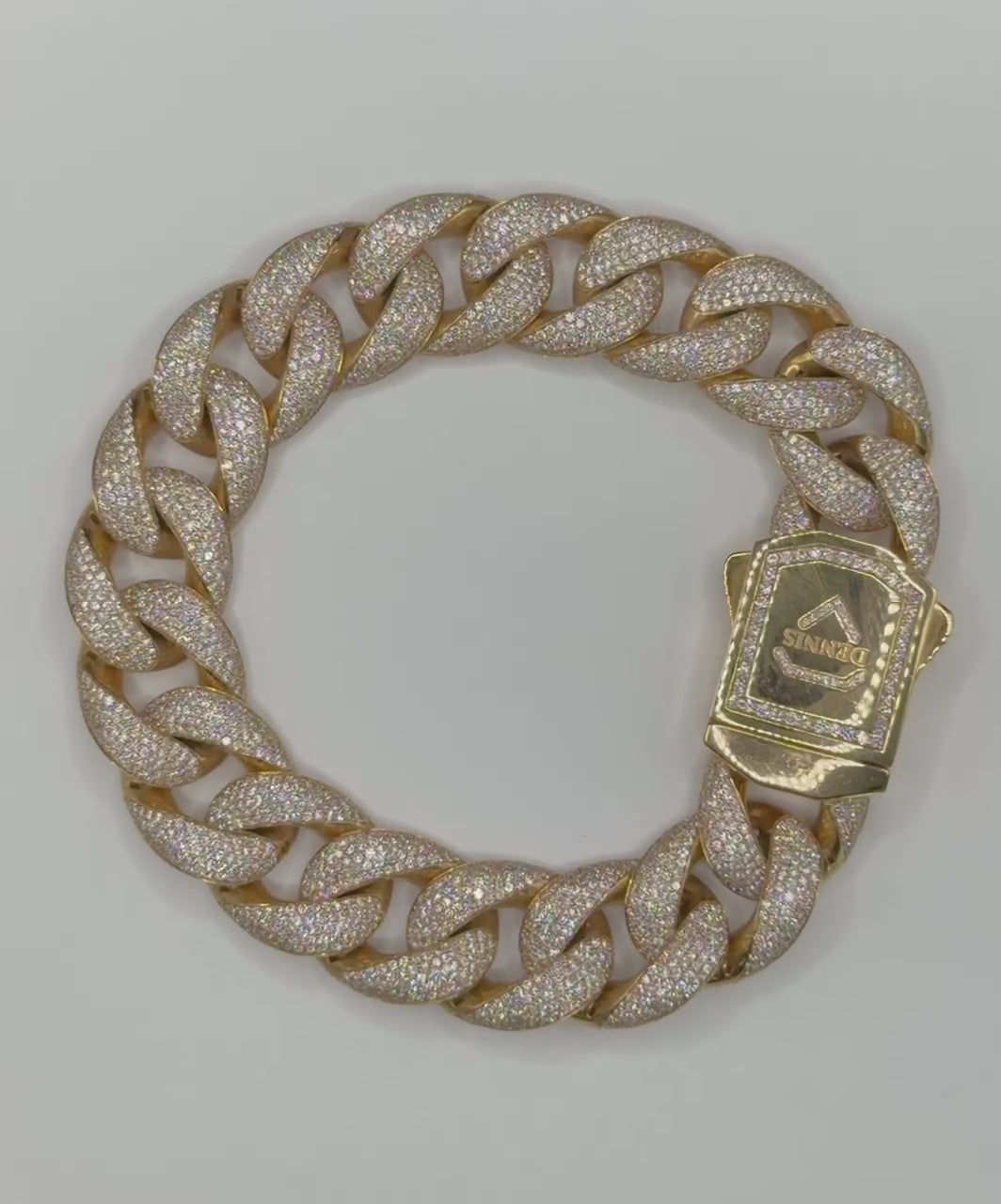 Diamond Cuban Bracelet - 16MM - Yellow Gold video