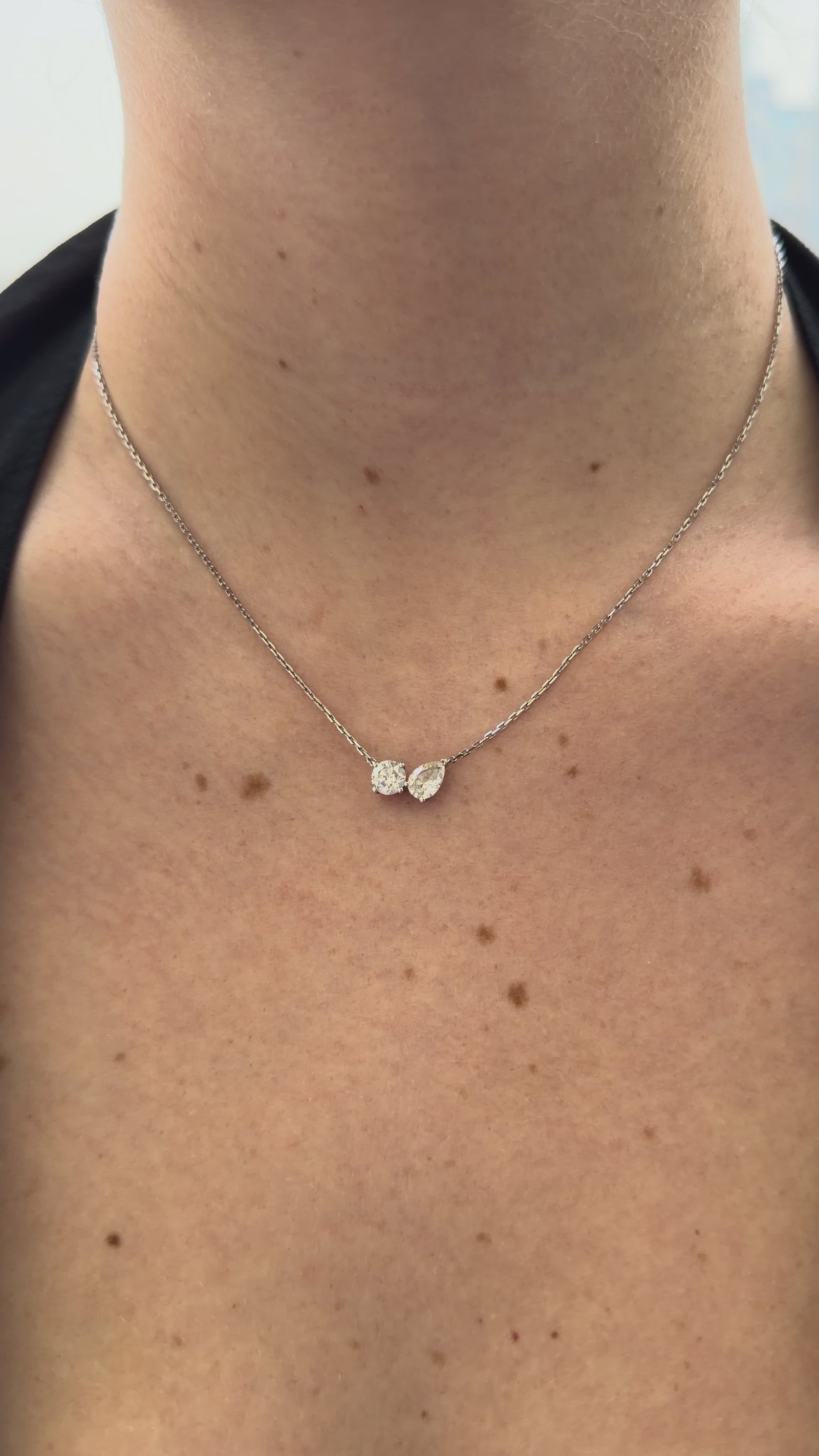 Diamond Necklace - Two Diamonds - Round & Marquise video