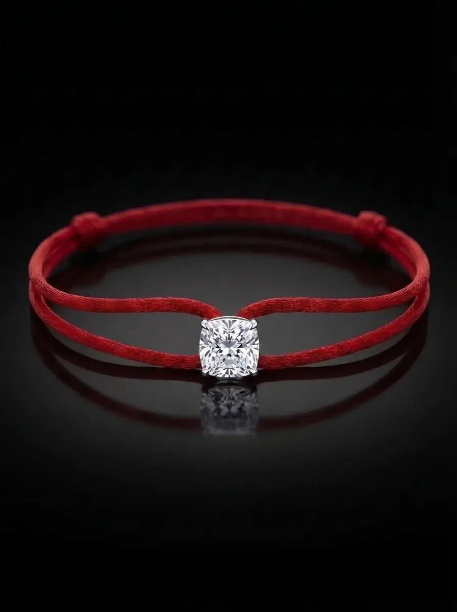 Diamond Satin Bracelet - Cushion, Red