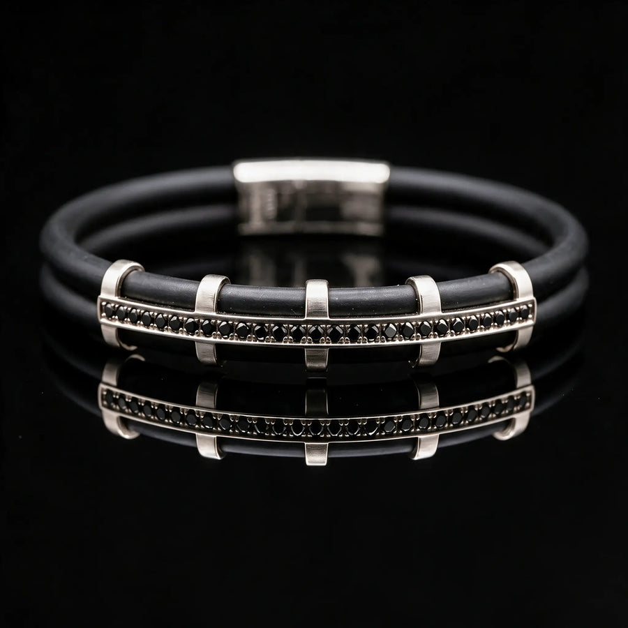Diamond Rubber Bracelet - White Gold