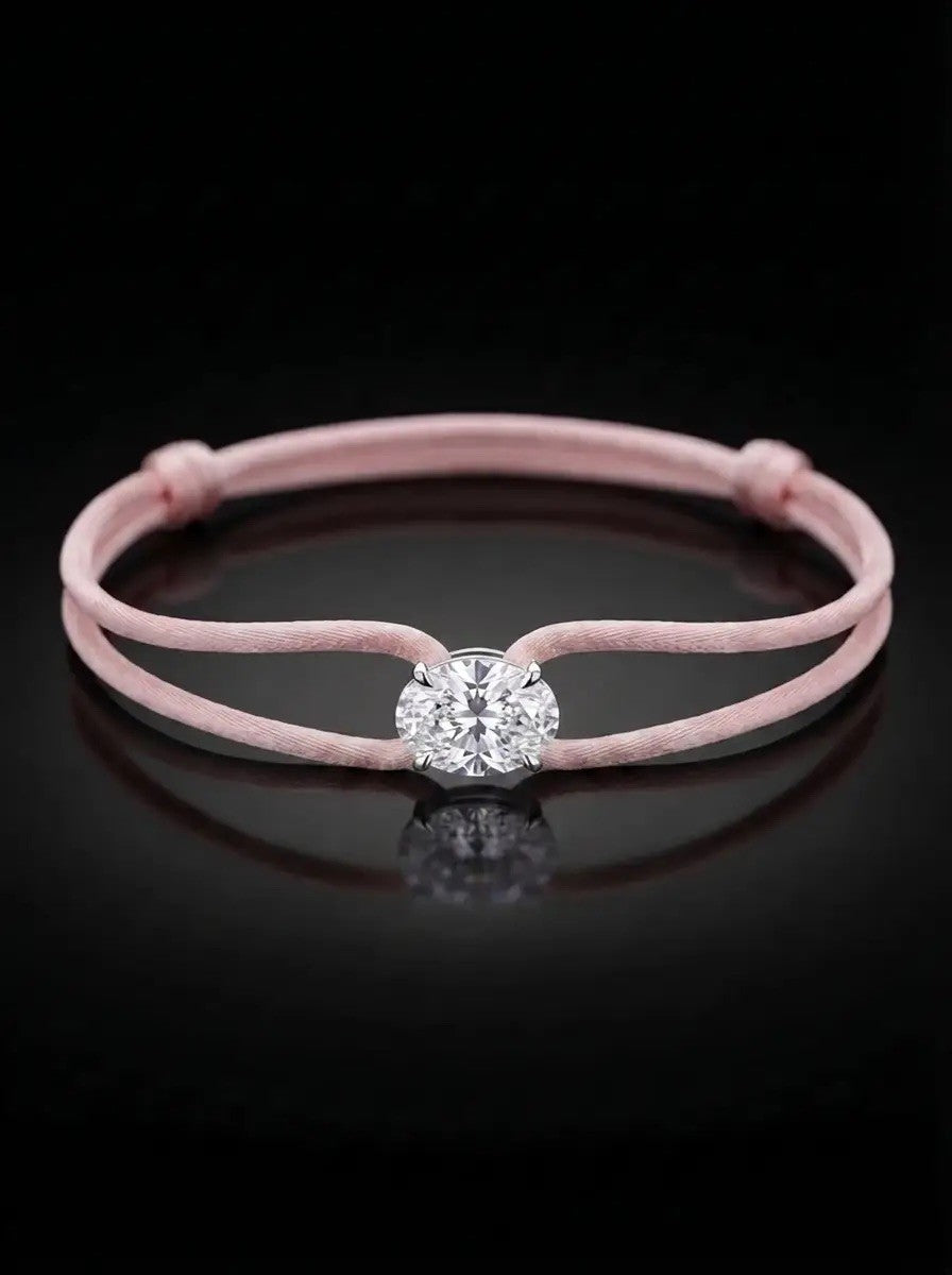 Diamond Satin Bracelet - Oval, Pink