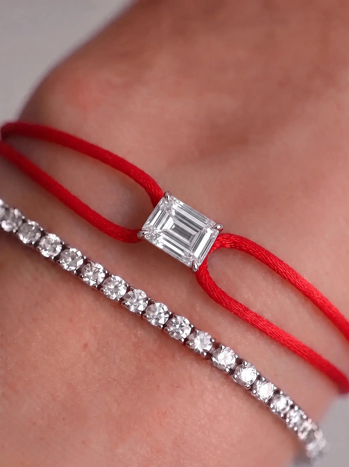 Diamond Satin Bracelet - Emerald, Red