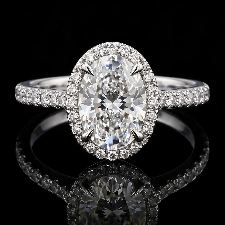 Oval Diamond Ring with Halo