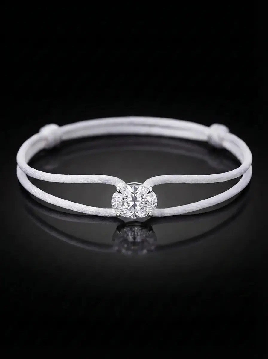 Diamond Satin Bracelet - Oval, White