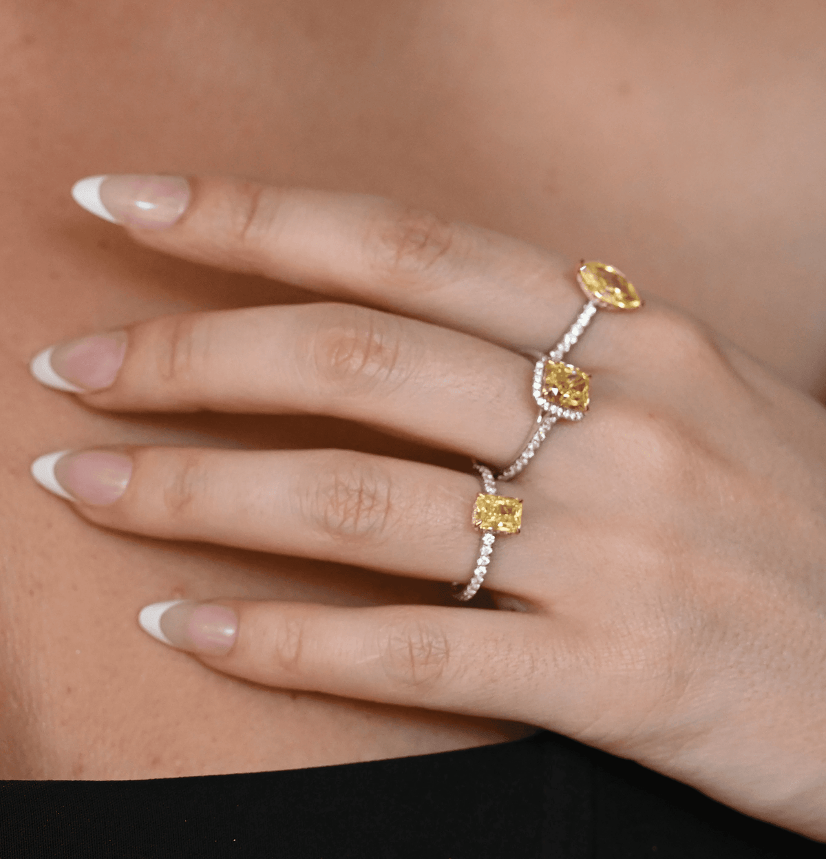 Cushion Yellow Diamond Ring with Halo - 3