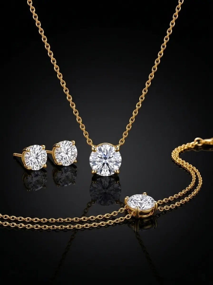 Diamond Set - Round, Yellow Gold