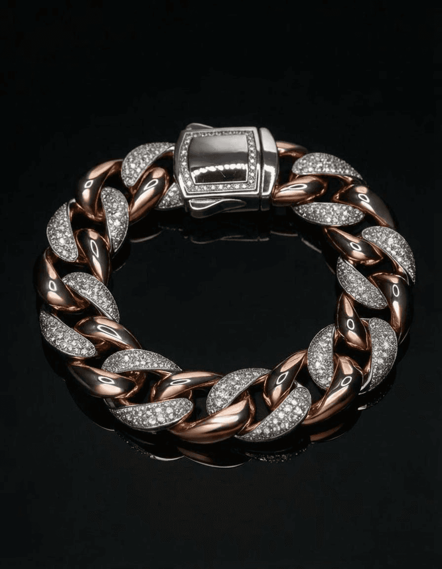 Diamond Cuban Bracelet - 16MM - Rosé Gold