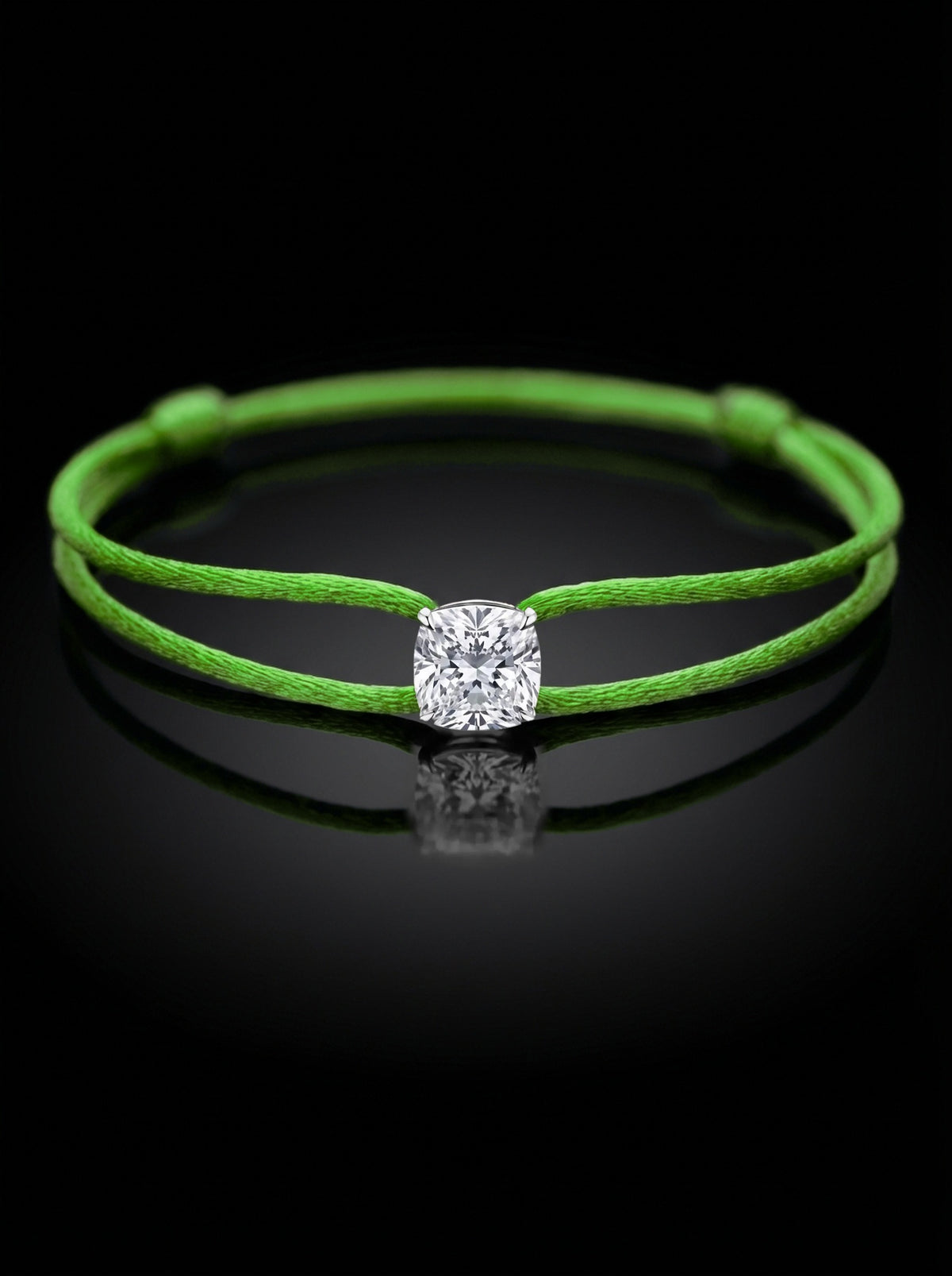Diamond Satin Bracelet - Cushion, Green