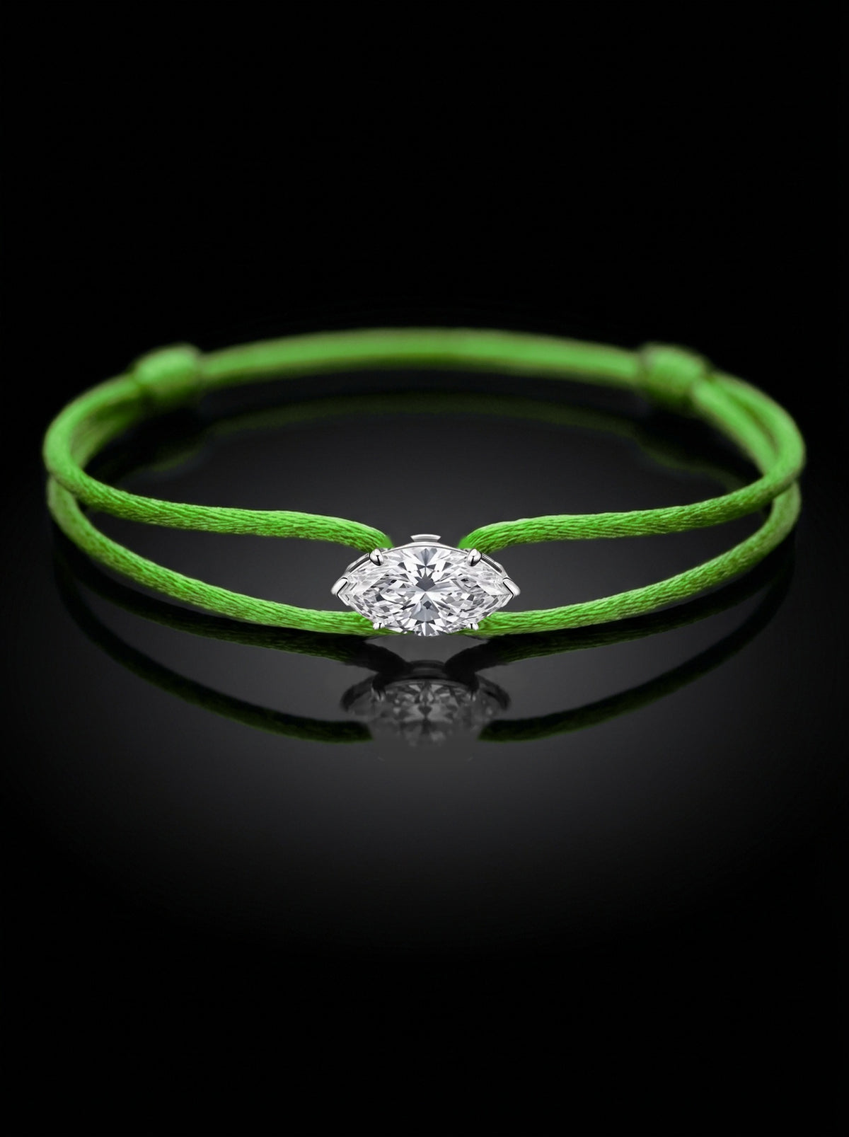 Diamond Satin Bracelet - Marquise, Green