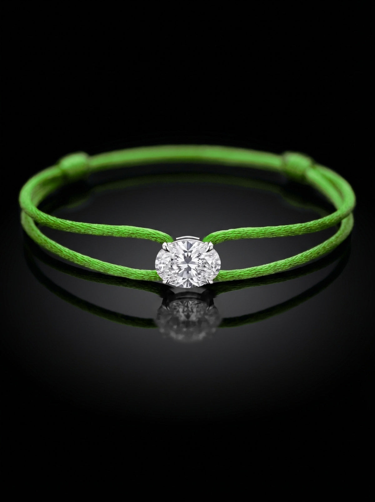 Diamond Satin Bracelet - Oval, Green