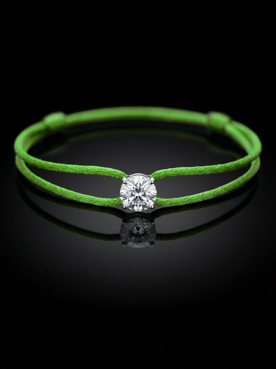Diamond Satin Bracelet - Round, Green