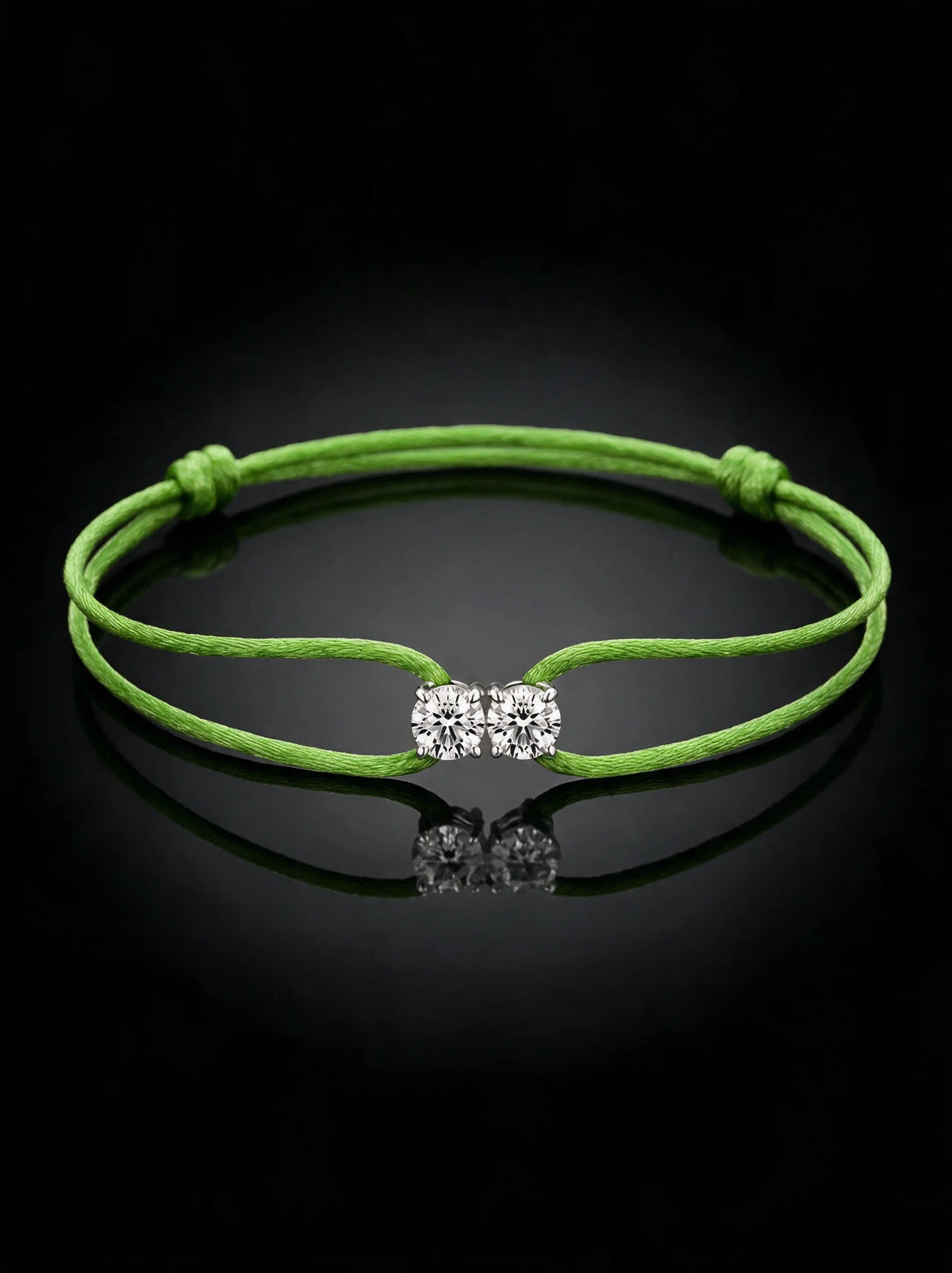 Diamond Satin Bracelet - Two Diamonds - Round & Round, Green