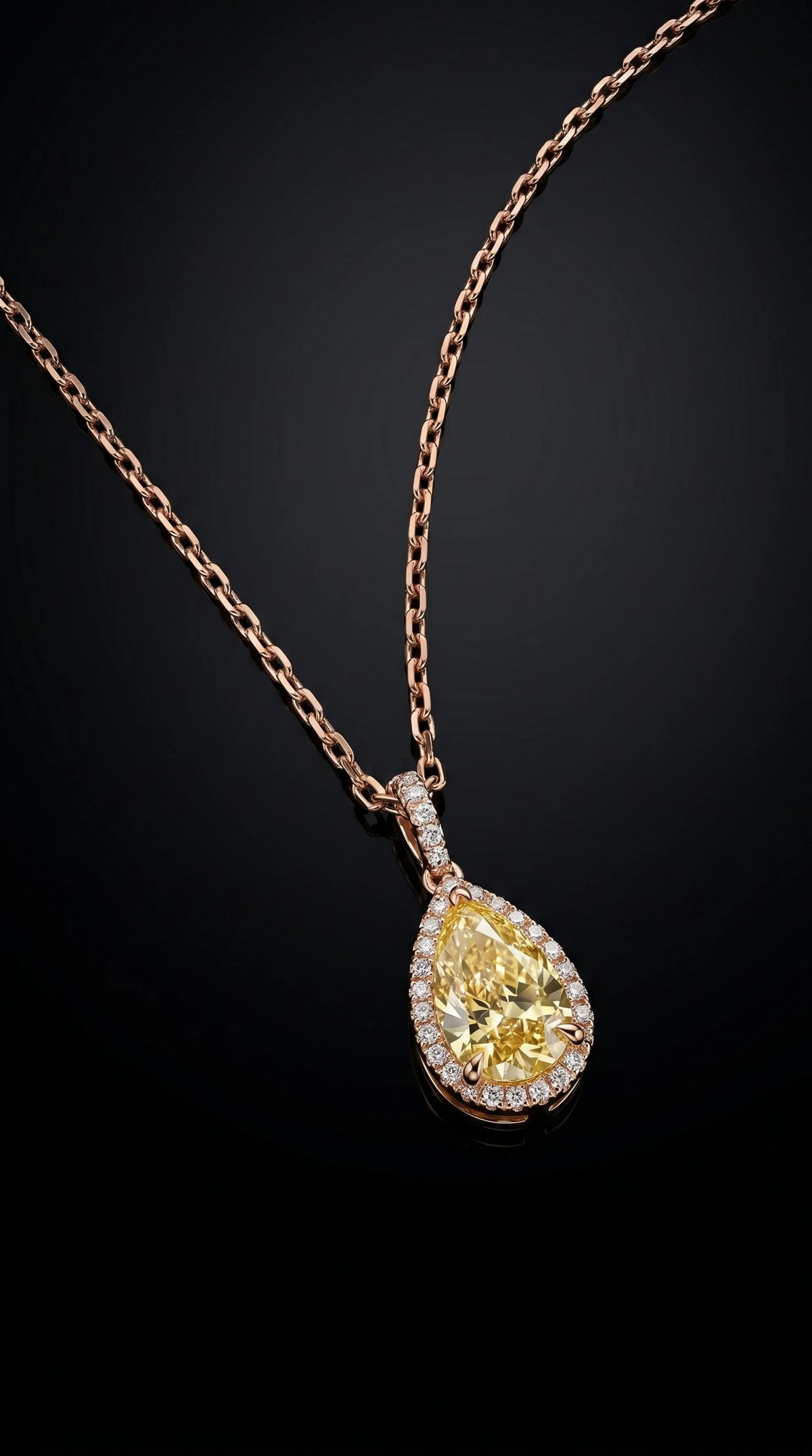 Yellow Diamond Pear Pendant with Halo - 2