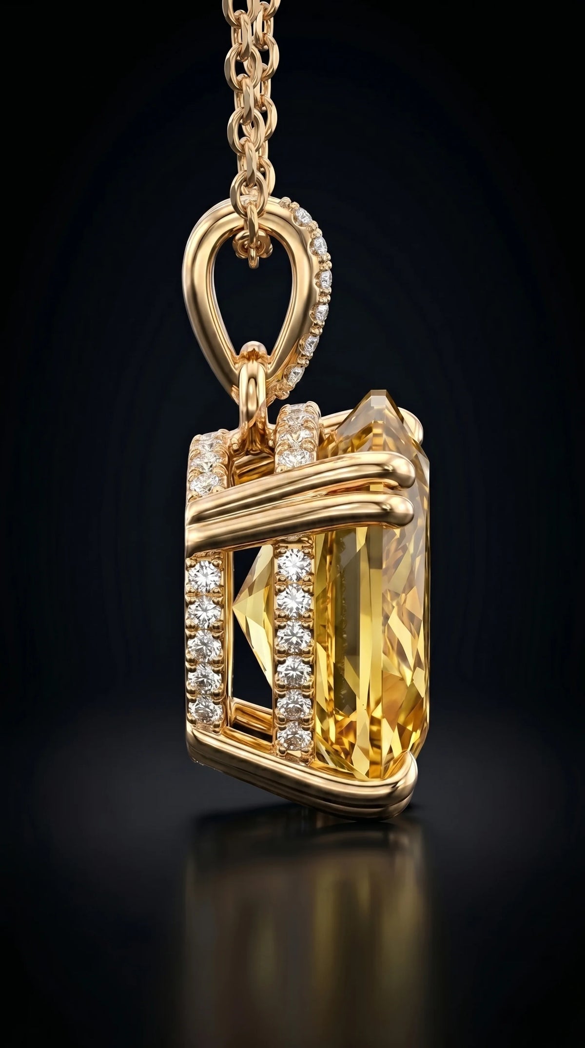 Yellow Diamond Trillion Necklace - 3