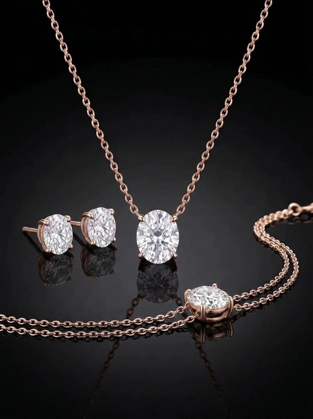 Diamond Set - Oval, Rose Gold