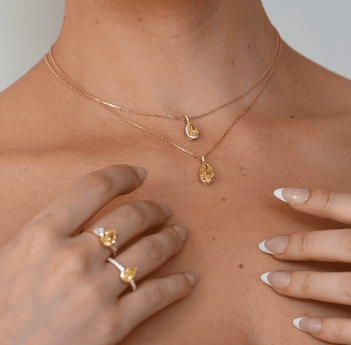 Yellow Diamond Pear Pendant with Halo - 4