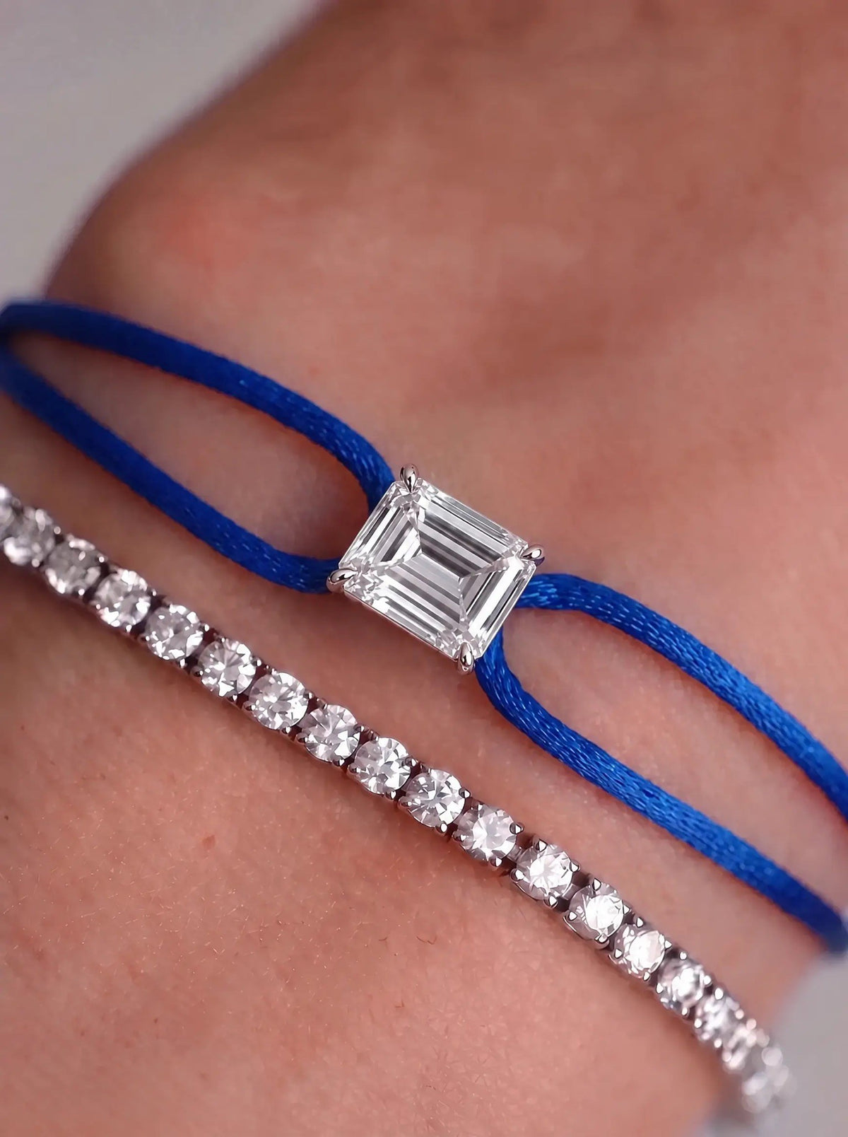Diamond Satin Bracelet - Emerald, Dark Blue