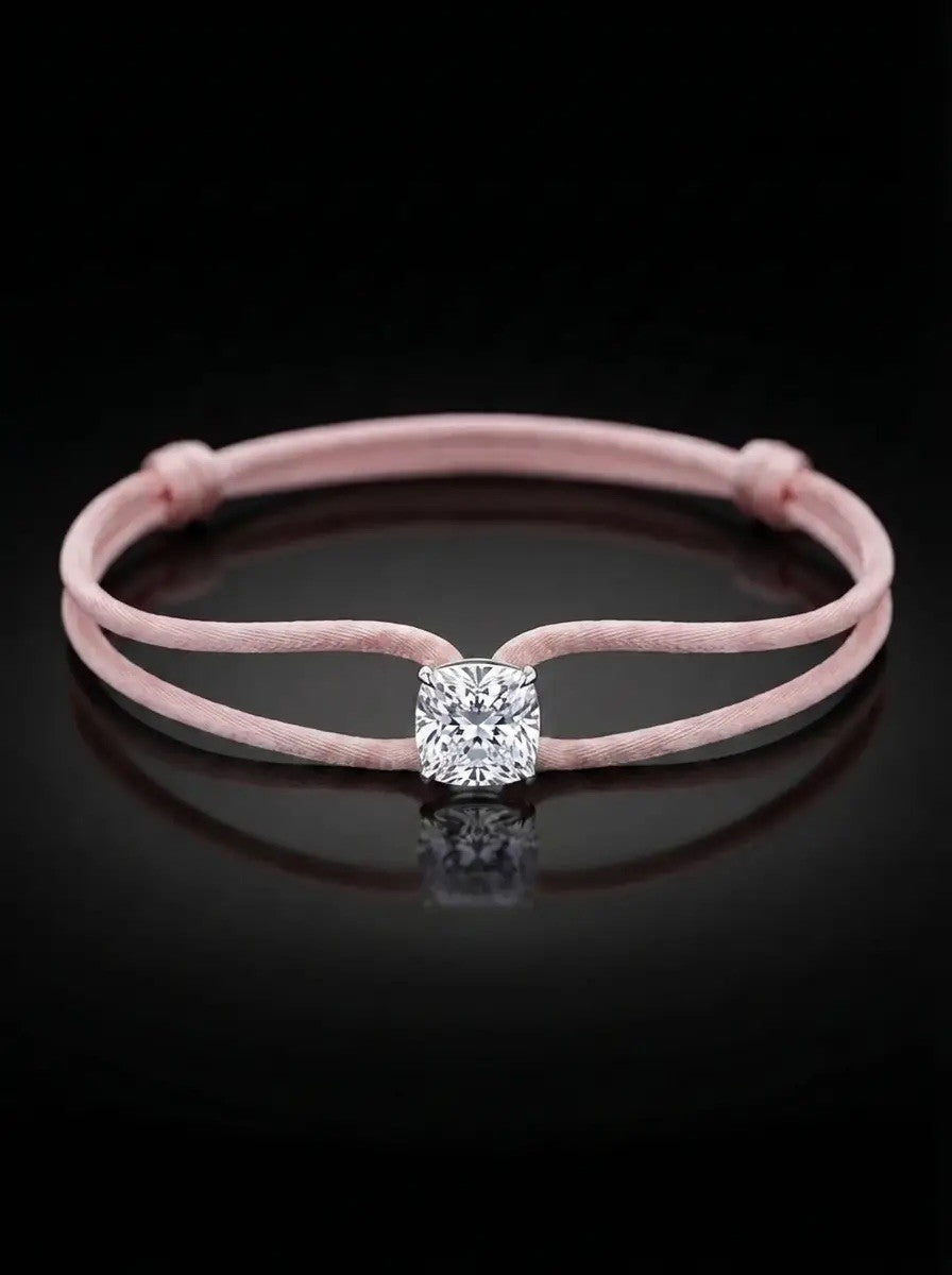 Diamond Satin Bracelet - Cushion, Pink