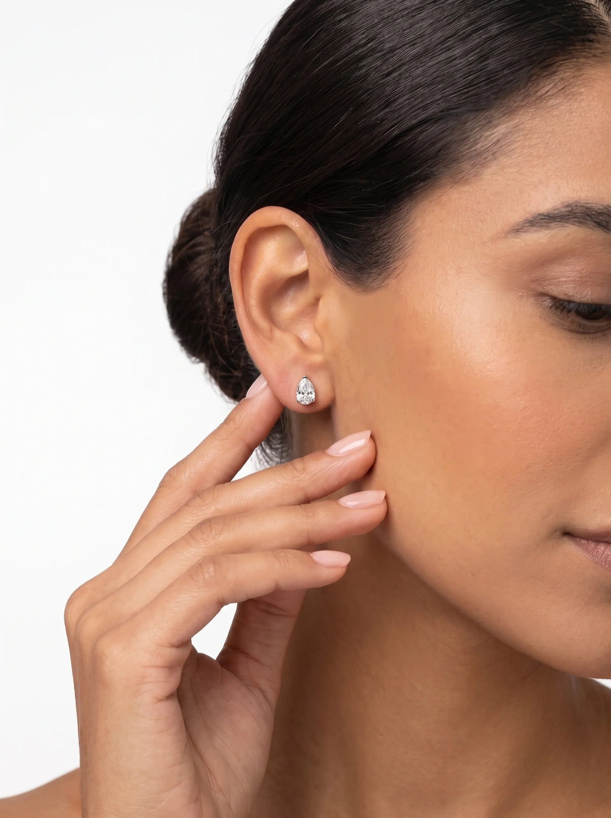Diamond Studs - Pear - One Carat - 4