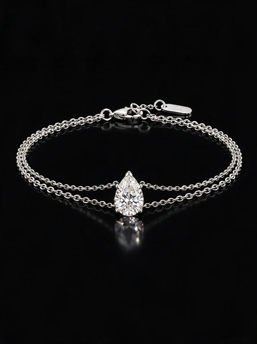 Diamond Bracelet - Pear, White Gold