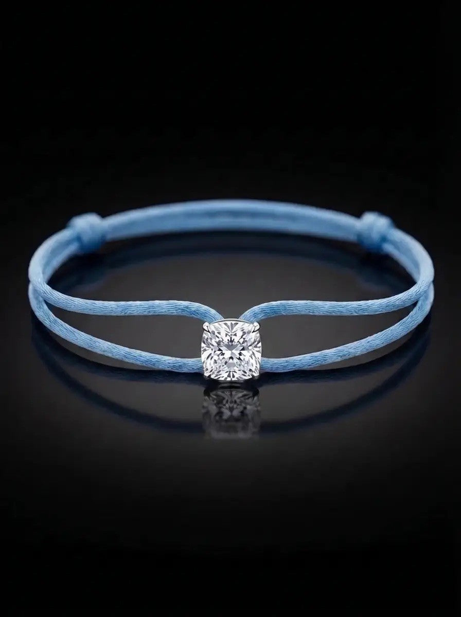 Diamond Satin Bracelet - Cushion, Blue