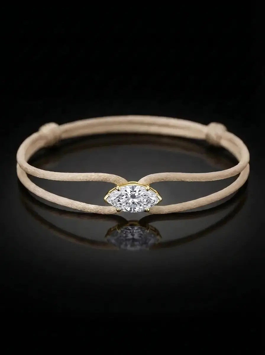Diamond Satin Bracelet - Marquise, Ivory