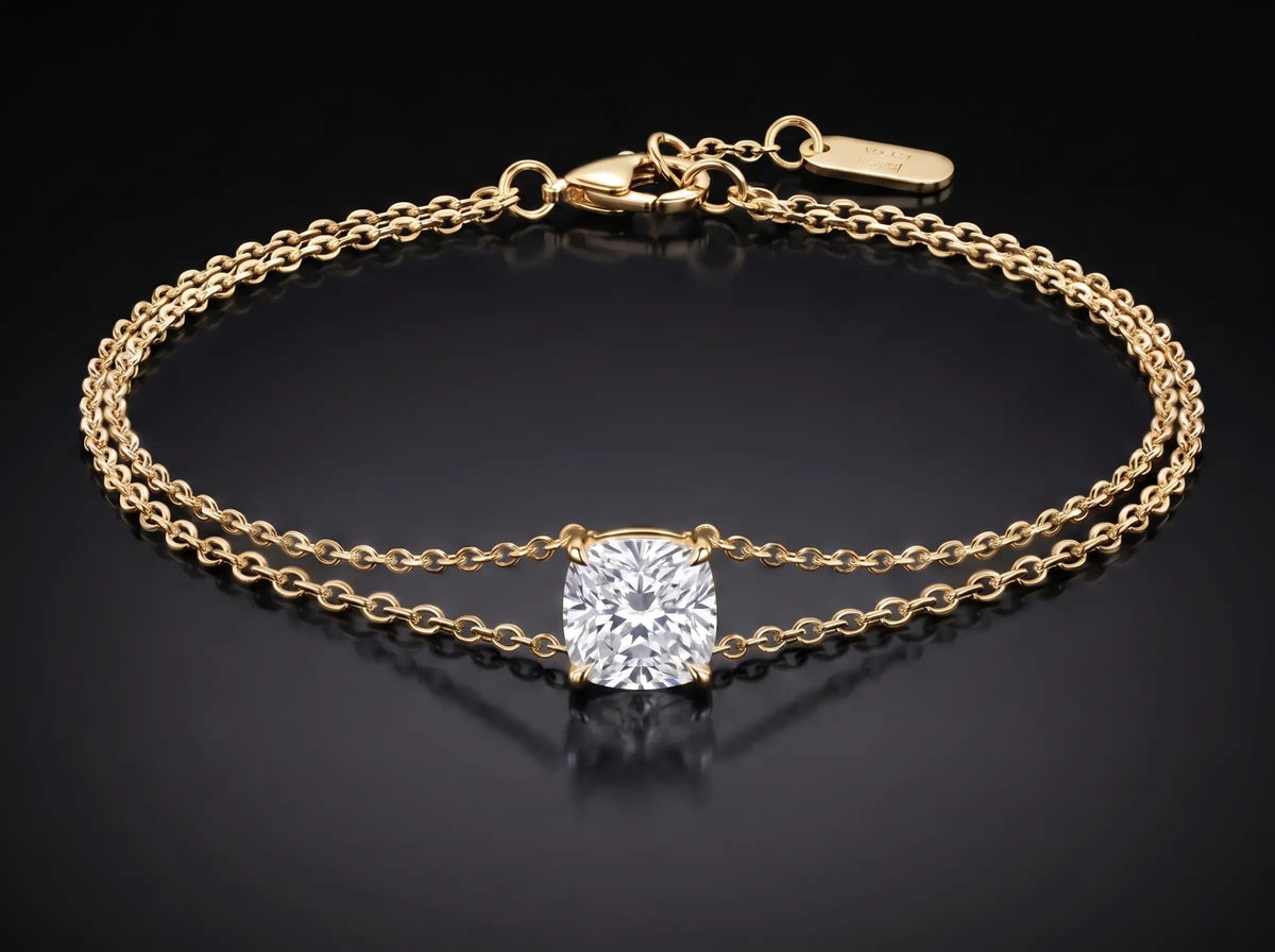 Diamond Bracelet - Cushion, Yellow Gold