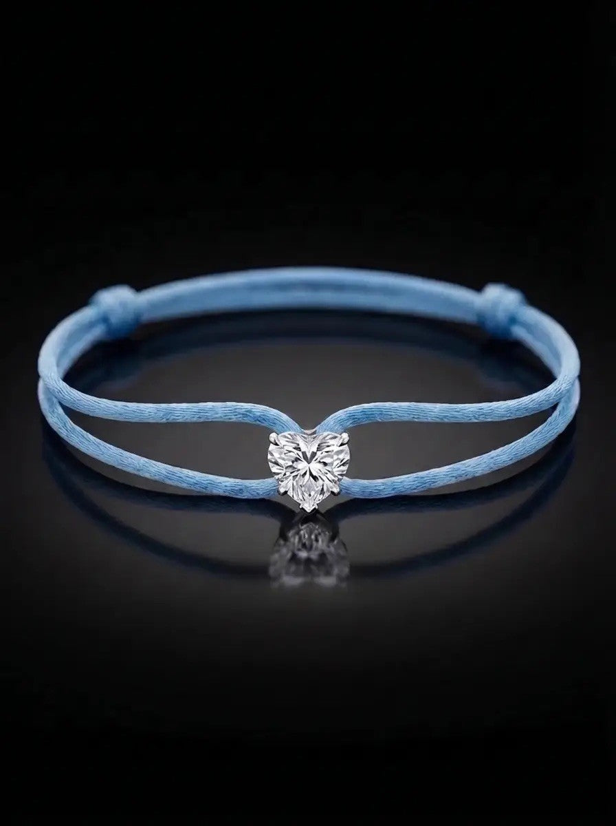 Diamond Satin Bracelet - Heart, Blue