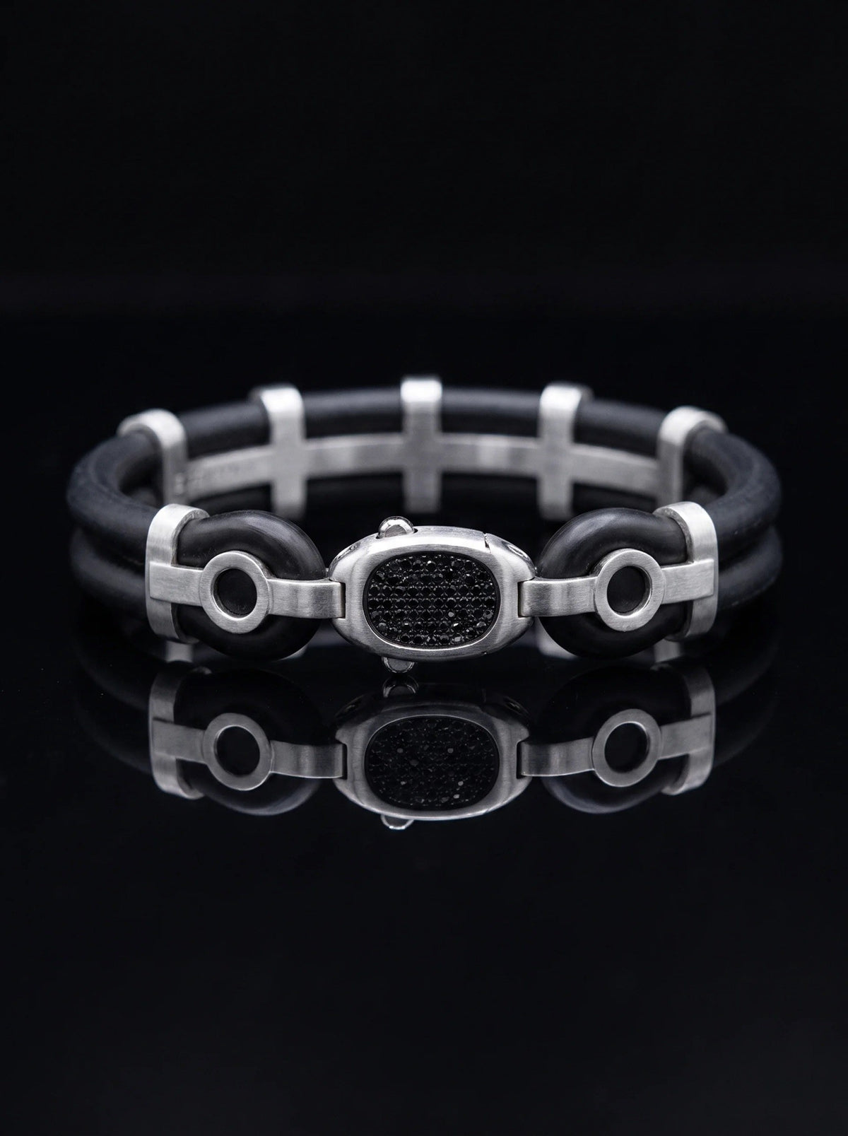 Diamond Rubber Bracelet - White Gold - 2
